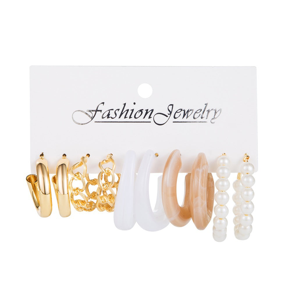 Retro Heart Shape Butterfly Arylic Imitation Pearl Alloy Women's Hoop Earrings 1 Set