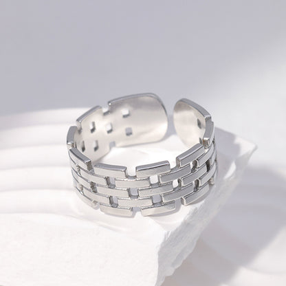 Retro Geometric Stainless Steel Plating Open Ring