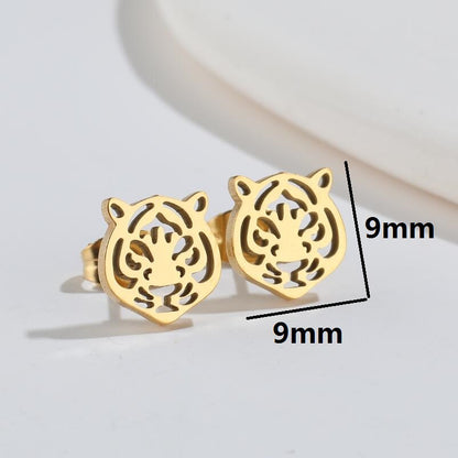 Fashion Tiger Titanium Steel Plating Earrings 1 Pair