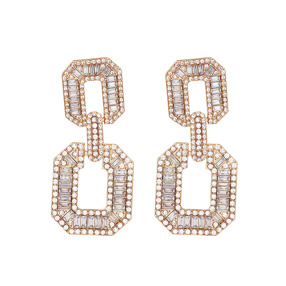 Fashion Square Alloy Rhinestones Women's Drop Earrings 1 Pair