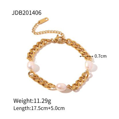 Fashion Geometric Stainless Steel Plating Artificial Pearls Bracelets