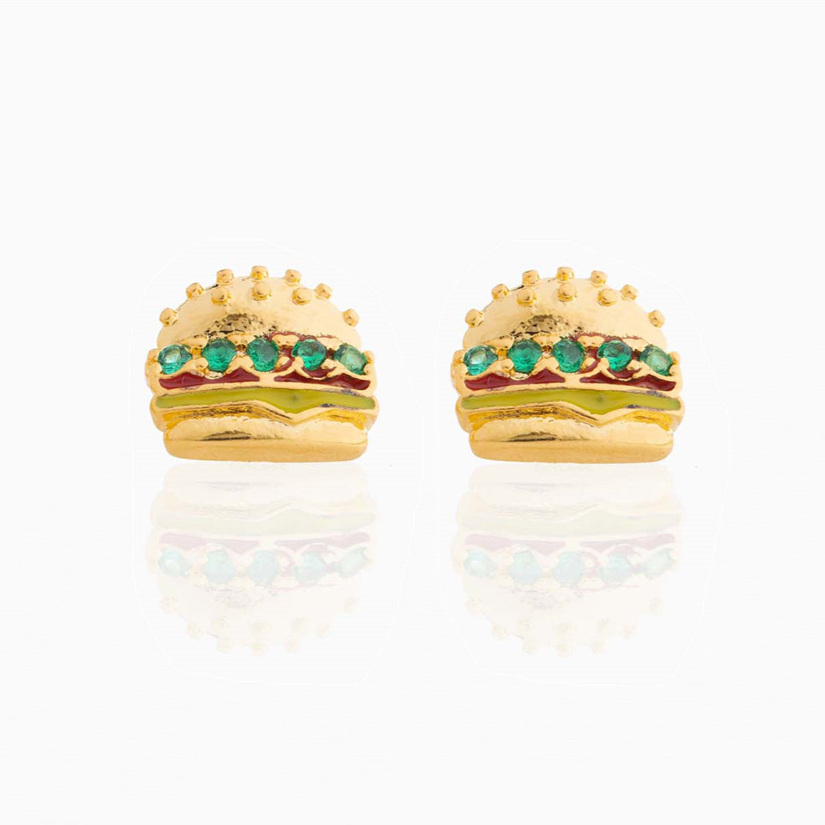 Fashion Geometric Coke Hamburger Brass Inlaid Zircon Ear Studs 1 Pair