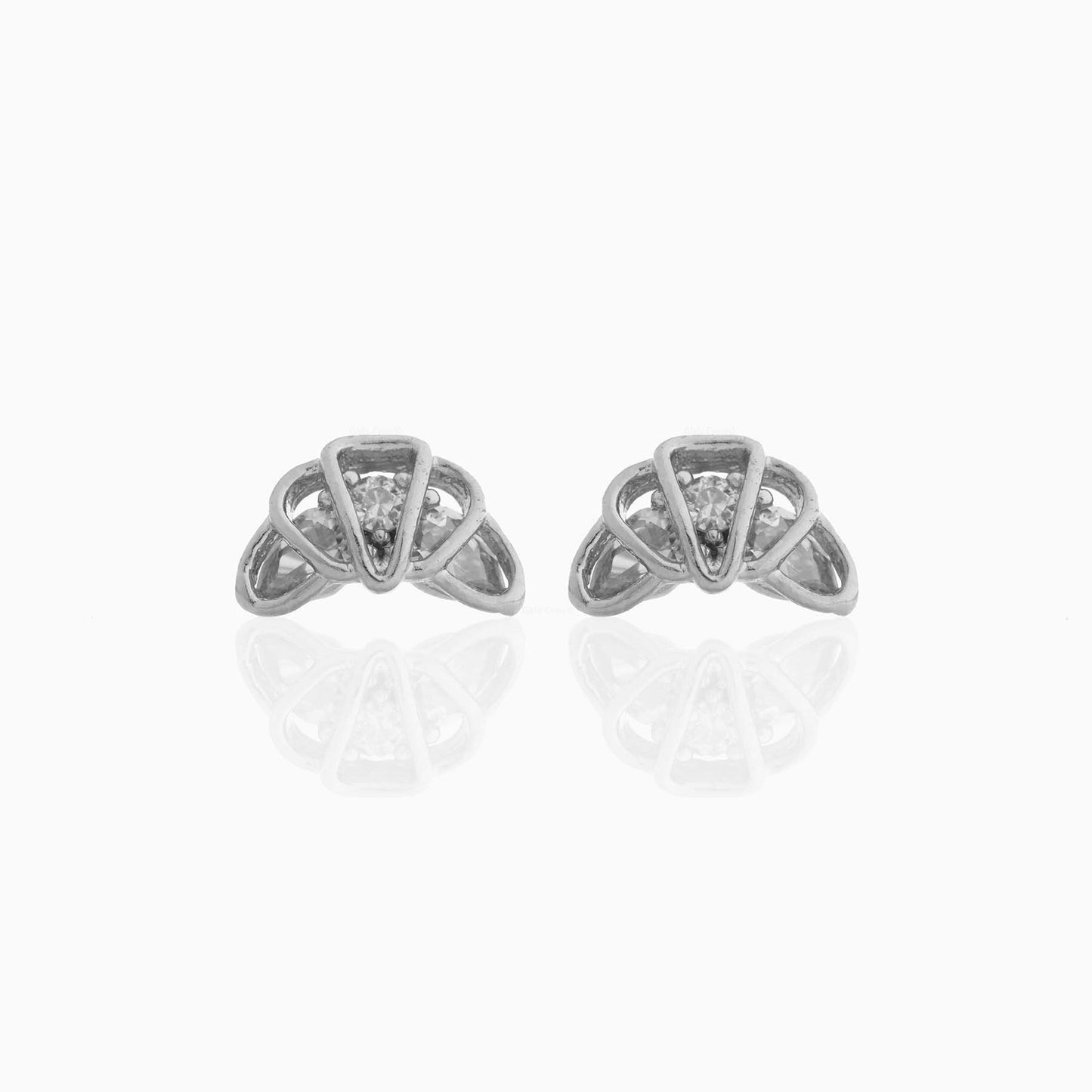 Fashion Geometric Coke Hamburger Brass Inlaid Zircon Ear Studs 1 Pair