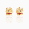 Fashion Geometric Coke Hamburger Brass Inlaid Zircon Ear Studs 1 Pair