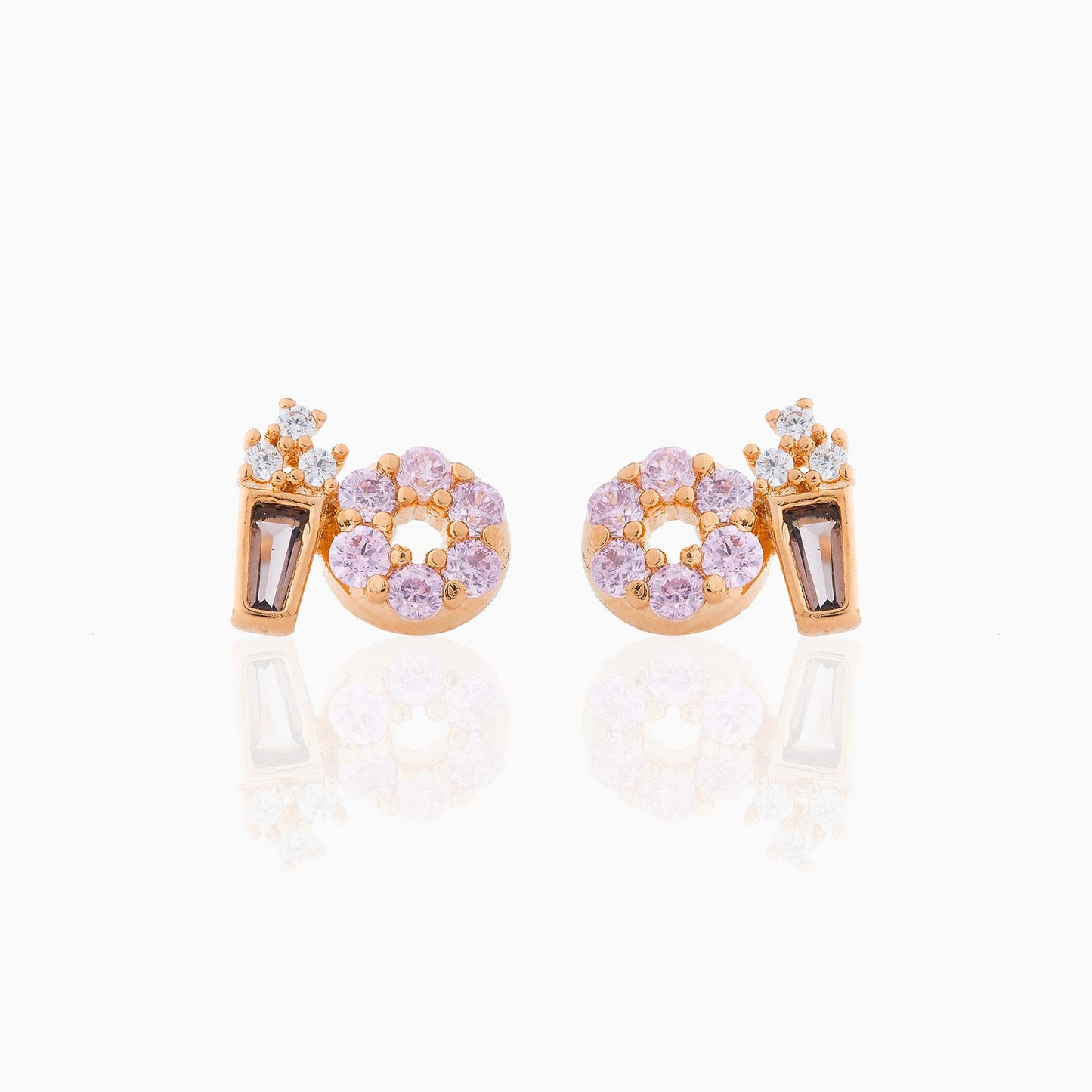 Fashion Geometric Coke Hamburger Brass Inlaid Zircon Ear Studs 1 Pair