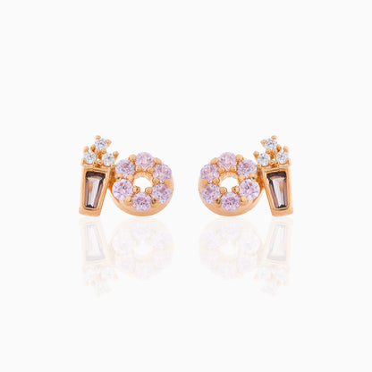 Fashion Geometric Coke Hamburger Brass Inlaid Zircon Ear Studs 1 Pair