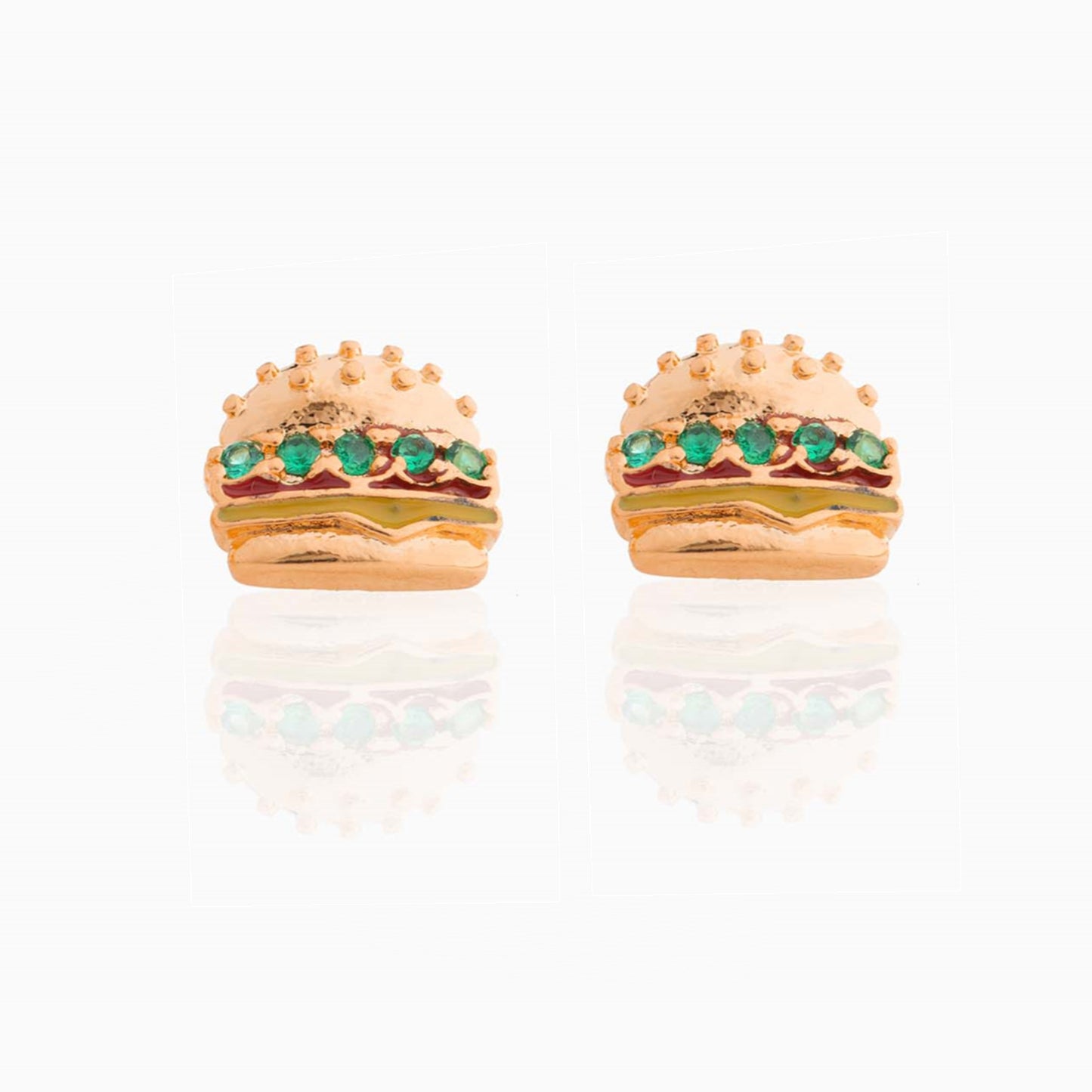 Fashion Geometric Coke Hamburger Brass Inlaid Zircon Ear Studs 1 Pair