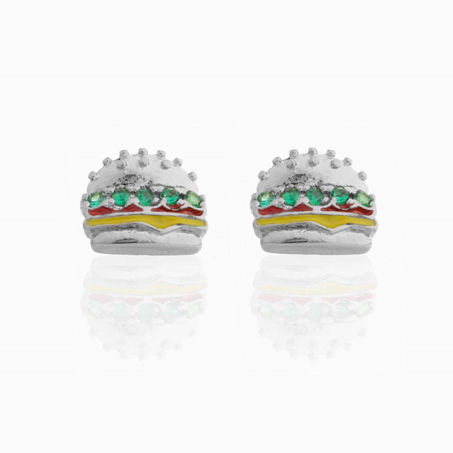 Fashion Geometric Coke Hamburger Brass Inlaid Zircon Ear Studs 1 Pair