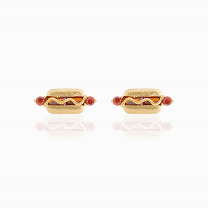 Fashion Geometric Coke Hamburger Brass Inlaid Zircon Ear Studs 1 Pair