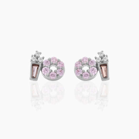 Fashion Geometric Coke Hamburger Brass Inlaid Zircon Ear Studs 1 Pair