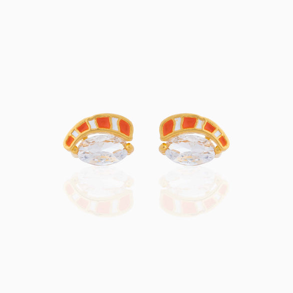 Fashion Geometric Coke Hamburger Brass Inlaid Zircon Ear Studs 1 Pair