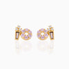 Fashion Geometric Coke Hamburger Brass Inlaid Zircon Ear Studs 1 Pair