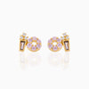 Fashion Geometric Coke Hamburger Brass Inlaid Zircon Ear Studs 1 Pair