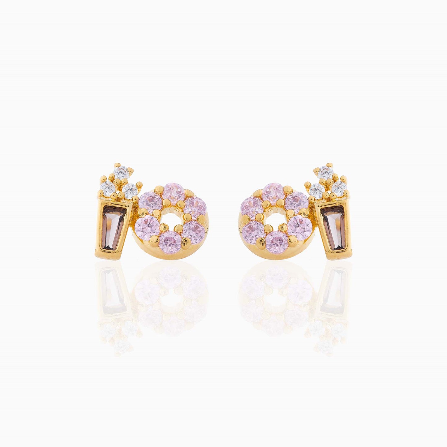 Fashion Geometric Coke Hamburger Brass Inlaid Zircon Ear Studs 1 Pair