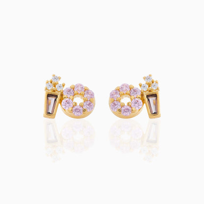 Fashion Geometric Coke Hamburger Brass Inlaid Zircon Ear Studs 1 Pair