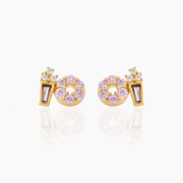 Fashion Geometric Coke Hamburger Brass Inlaid Zircon Ear Studs 1 Pair
