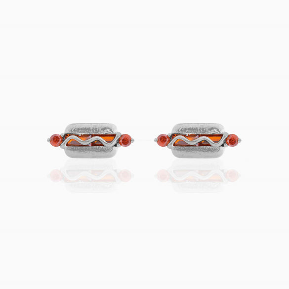Fashion Geometric Coke Hamburger Brass Inlaid Zircon Ear Studs 1 Pair