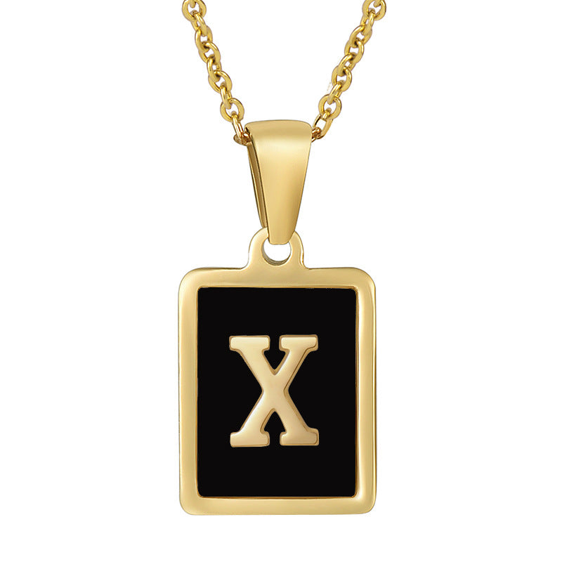 Fashion Letter Square Stainless Steel Titanium Steel Plating Pendant Necklace 1 Piece