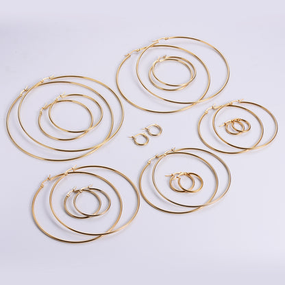 1 Pair Exaggerated Round Plating Stainless Steel Hoop Earrings