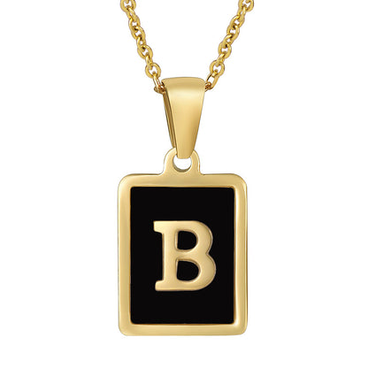 Fashion Letter Square Stainless Steel Titanium Steel Plating Pendant Necklace 1 Piece