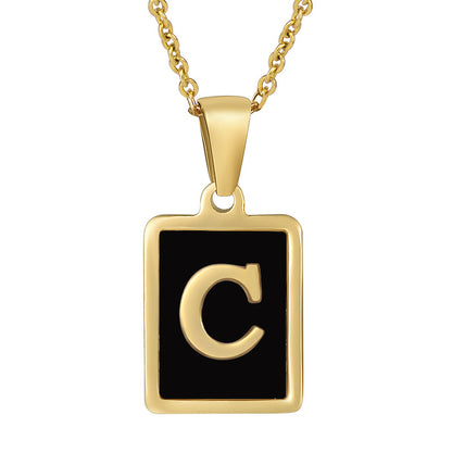 Fashion Letter Square Stainless Steel Titanium Steel Plating Pendant Necklace 1 Piece