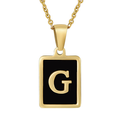 Fashion Letter Square Stainless Steel Titanium Steel Plating Pendant Necklace 1 Piece