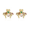 Fashion Bee Lizard Butterfly Copper Gold Plated Zircon Ear Studs 1 Pair