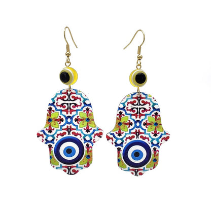 Fashion Palm Eye Arylic Women's Drop Earrings 1 Pair