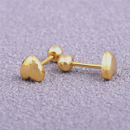 Simple Style Heart Shape Silver Plating Ear Studs 1 Pair