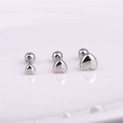 Simple Style Heart Shape Silver Plating Ear Studs 1 Pair