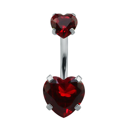 Fashion Heart Shape Stainless Steel Inlaid Zircon Belly Ring 1 Piece