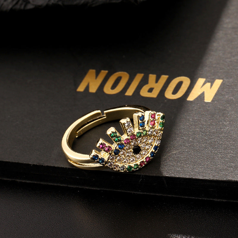 Fashion Eye Copper Gold Plated Zircon Open Ring