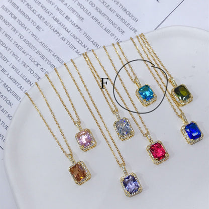 Simple Style Square Copper Inlay Zircon Pendant Necklace 1 Piece