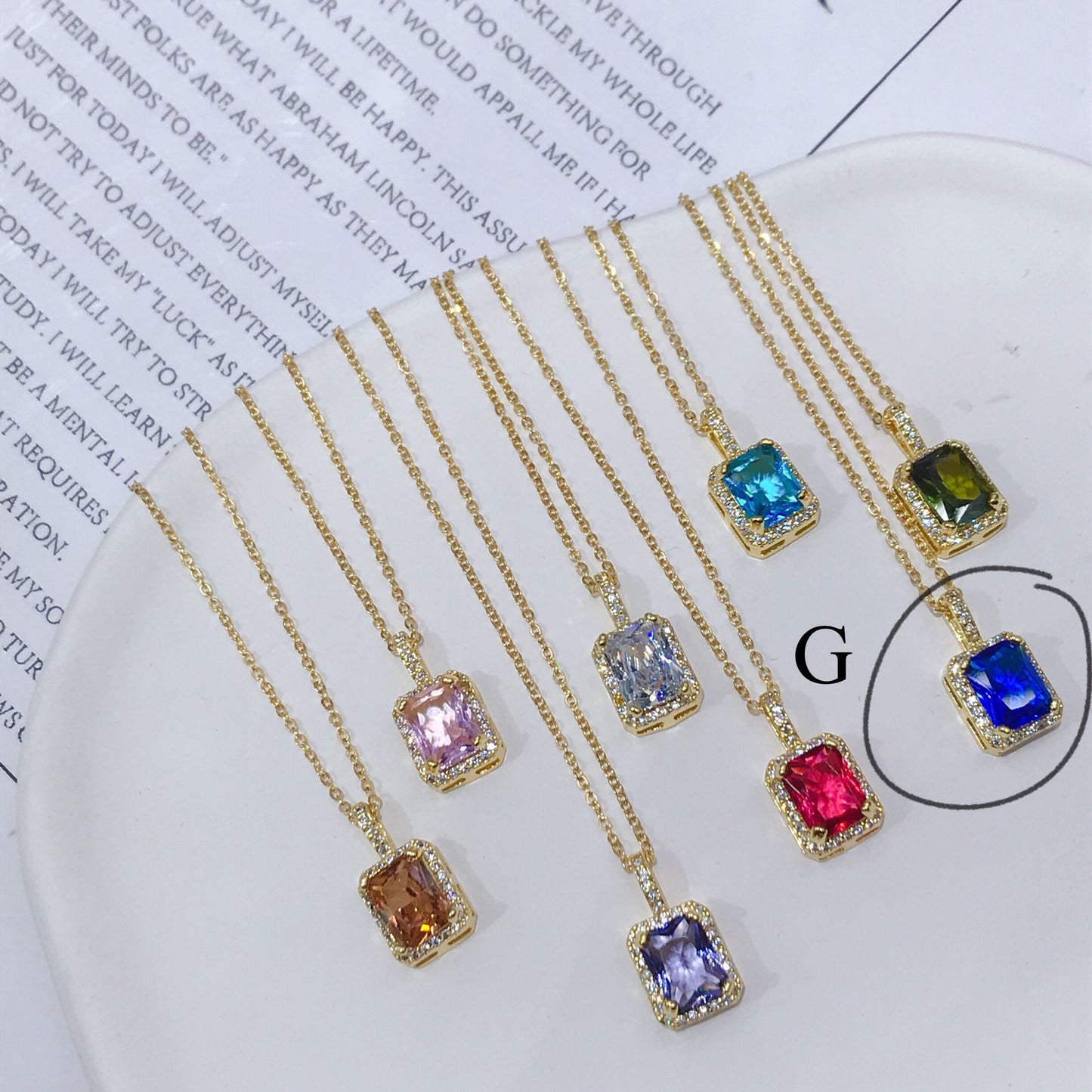 Simple Style Square Copper Inlay Zircon Pendant Necklace 1 Piece