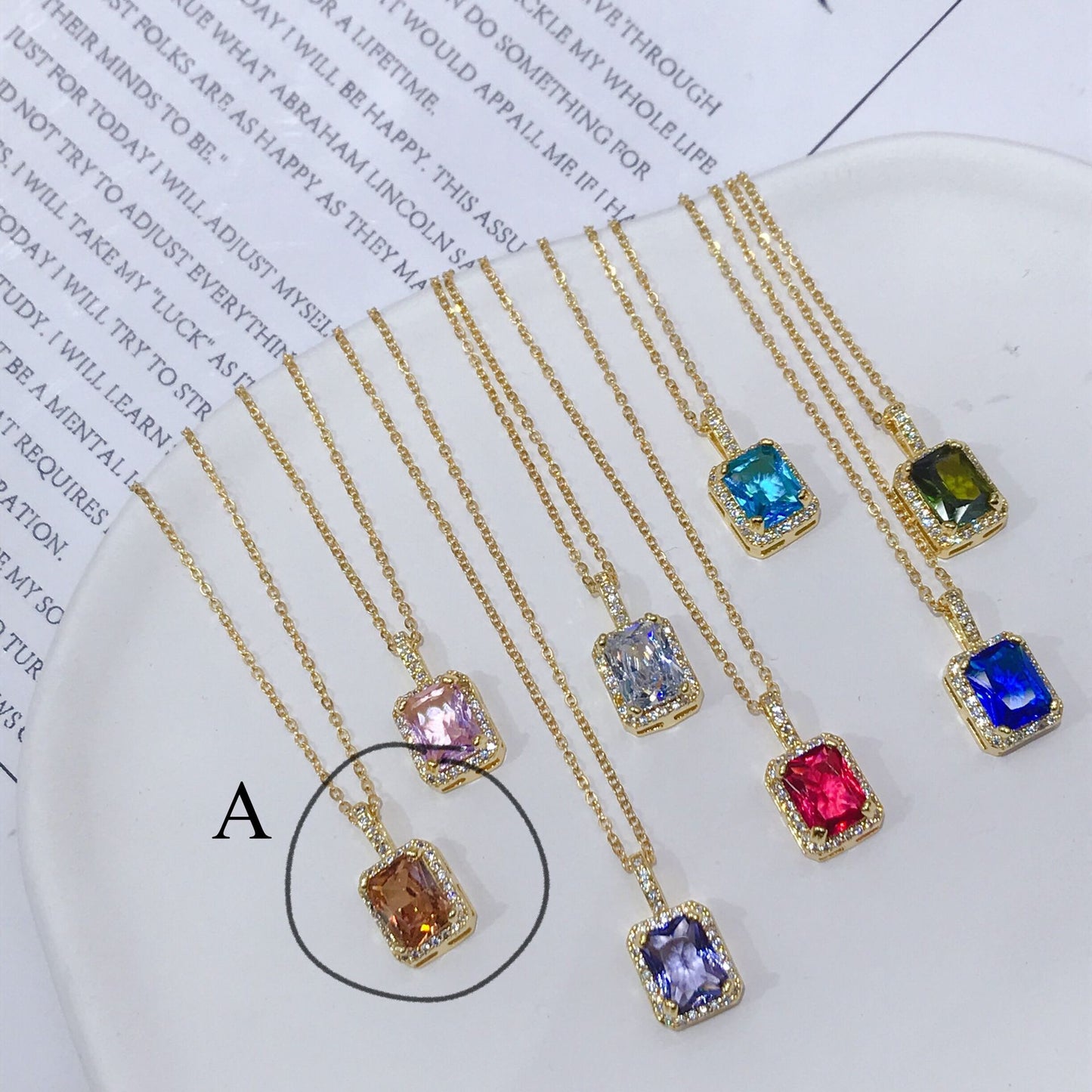 Simple Style Square Copper Inlay Zircon Pendant Necklace 1 Piece