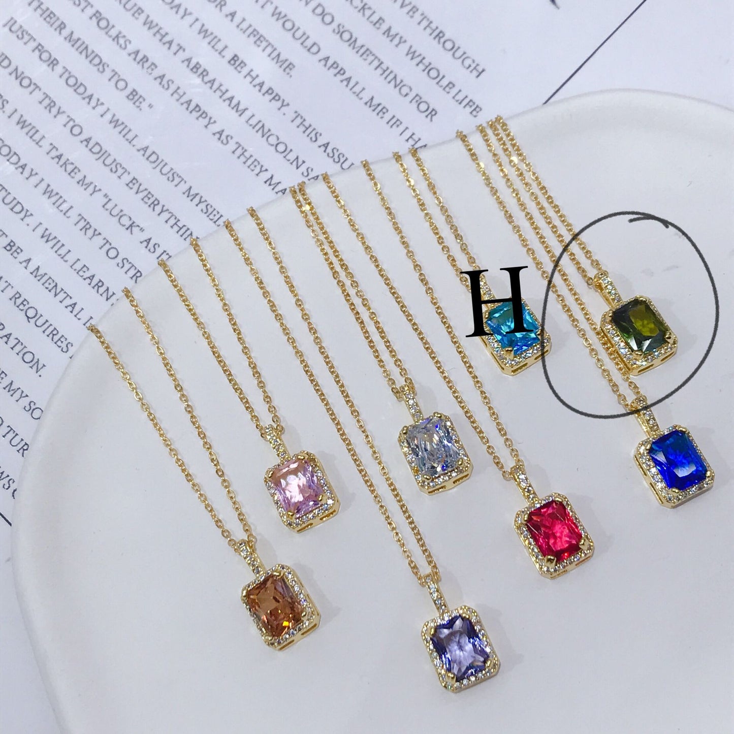 Simple Style Square Copper Inlay Zircon Pendant Necklace 1 Piece