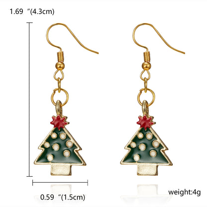 Fashion Christmas Tree Bow Knot Alloy Enamel Women's Drop Earrings 1 Pair