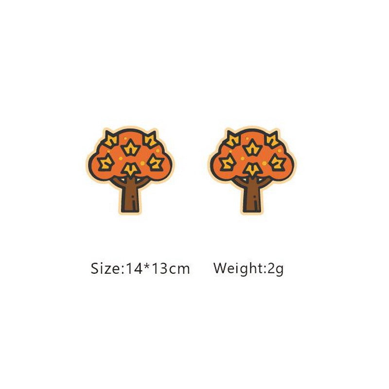 Fashion Pumpkin Maple Leaf Tree Wood Women's Ear Studs 1 Pair