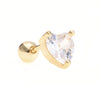 Glam Geometric Brass Inlay Zircon Ear Studs 1 Piece