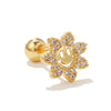 Glam Geometric Brass Inlay Zircon Ear Studs 1 Piece