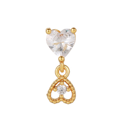 1 Piece Fashion Heart Shape Inlay Brass Zircon Earrings