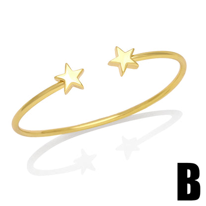 Fashion Pentagram Heart Shape Arrow Copper Gold Plated Zircon Bangle 1 Piece