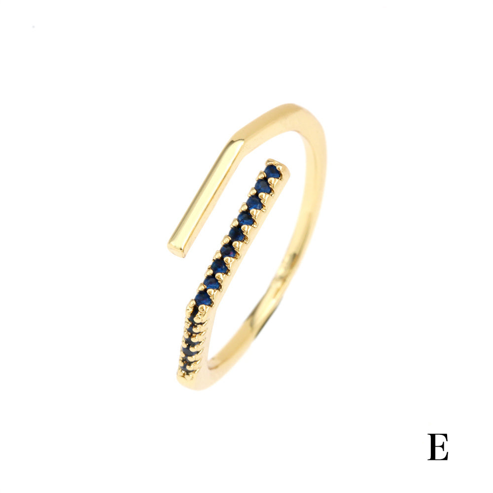 Fashion Geometric Copper Gold Plated Zircon Open Ring 1 Piece