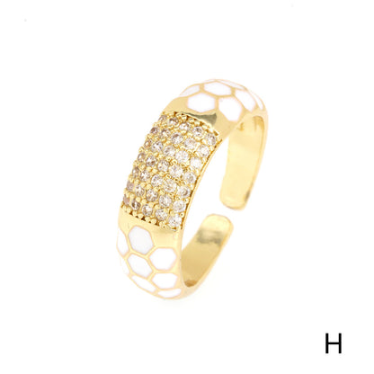 Fashion Geometric Copper Gold Plated Zircon Open Ring 1 Piece