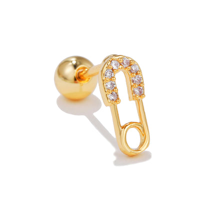 Fashion Geometric Brass Plating Zircon Ear Studs 1 Piece