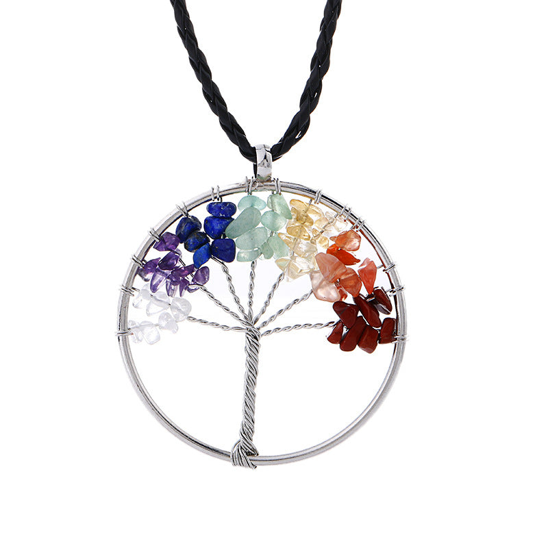 Ethnic Style Tree Artificial Crystal Alloy Beaded Hollow Out Women's Pendant Necklace 1 Piece