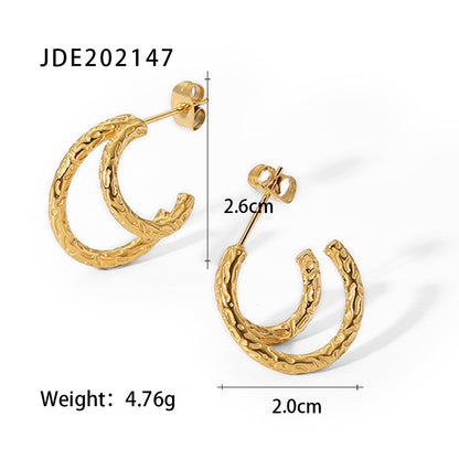 1 Pair Fashion Geometric Gold Plated Stainless Steel Artificial Diamond Gold Plated Earrings