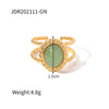 Retro Oval Stainless Steel Inlay Natural Stone Open Ring