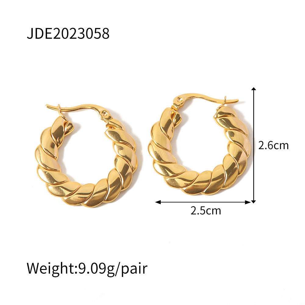 Retro Geometric Stainless Steel Gold Plated Earrings 1 Pair