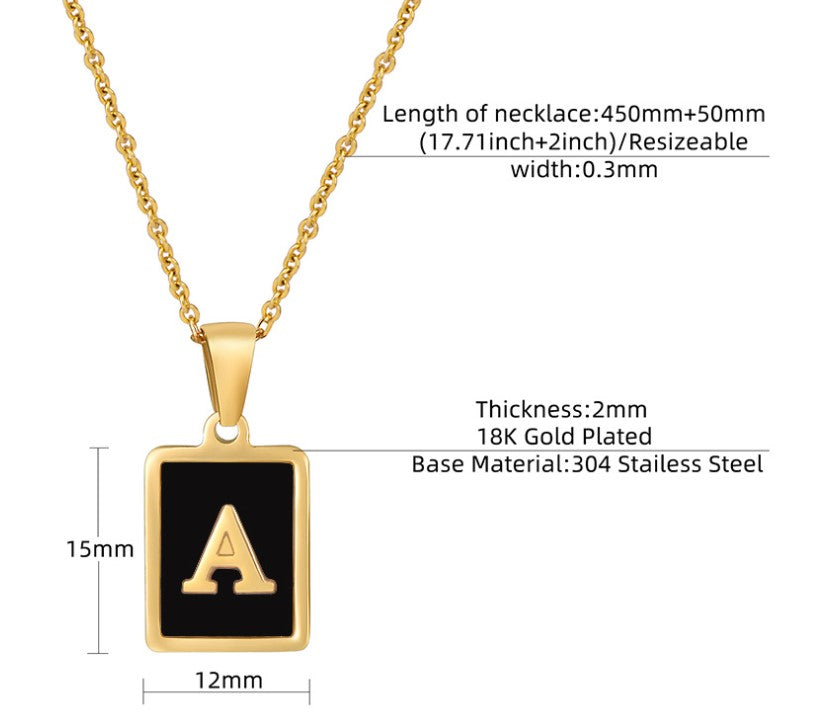 Fashion Letter Square Stainless Steel Titanium Steel Plating Pendant Necklace 1 Piece